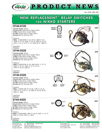 New Replacement Relay Switches for Nikko Starters