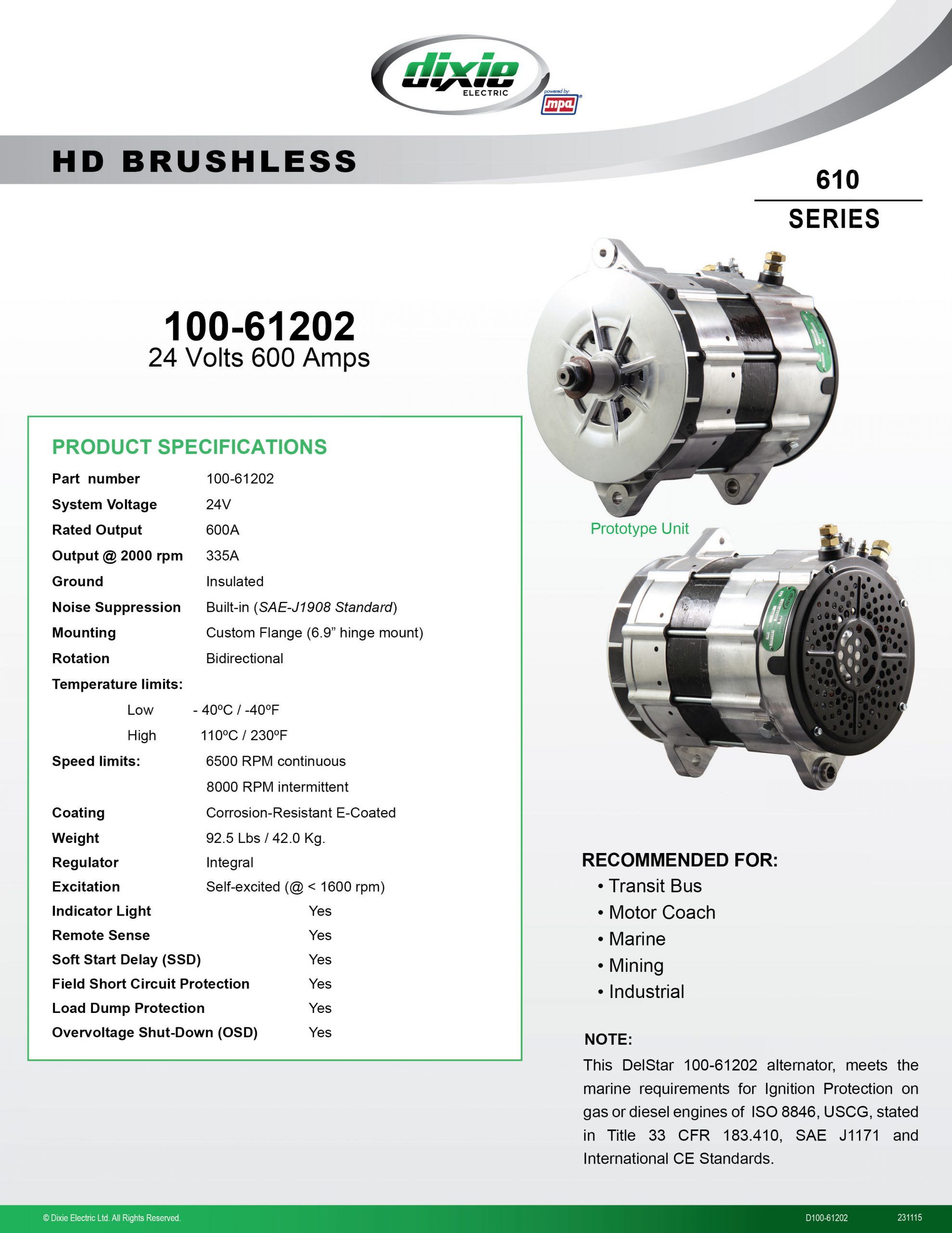 High-Output Alternators Rated at an Impressive 600-Amp in 24-Volt