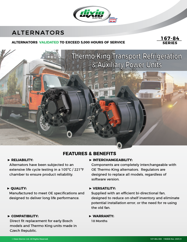 Alternators for Thermo King and APUs